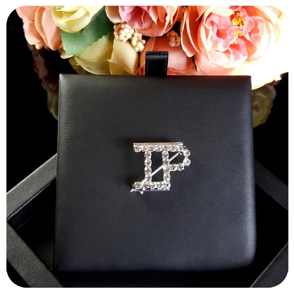 Грандиозный Сияющий серебряный цвет стразы брошь булавка &quotIP&quot буква для Мэри