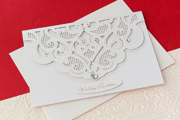 Wedding card with popular luxury jewelry decor designs latest gold and pearl foil invitation cards free shipping | Дом и сад