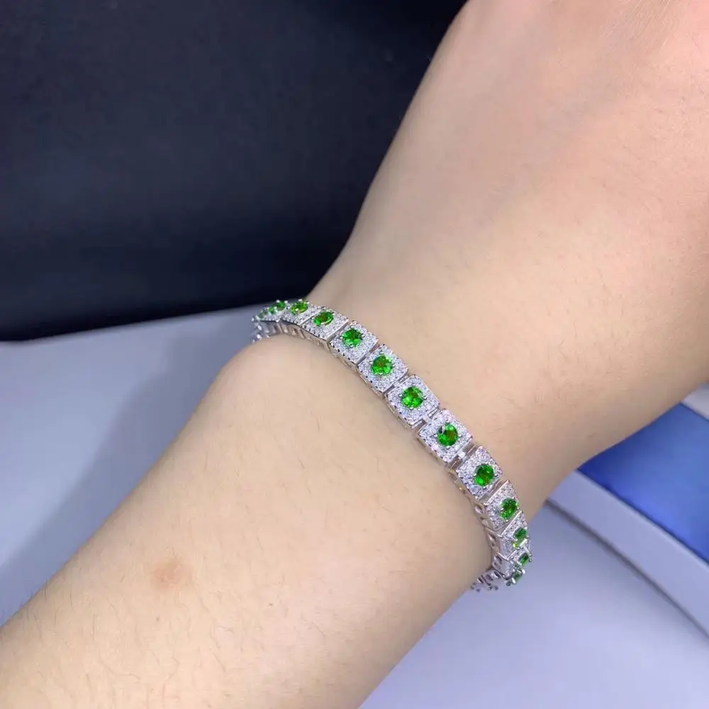 elegant clear green diopside gemstone bracelet women silver jewelry natural gem cost effective 925 sterling gift | Украшения и