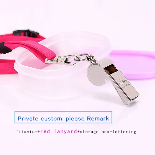 red lanyard 1 шт., металлический свисток для регби, футбола, спорта, вечерние свистки для тренировок, выживания на открытом воздухе, охоты, школы, футбола, свисток с лазерным именем - Цвет: red lanyard