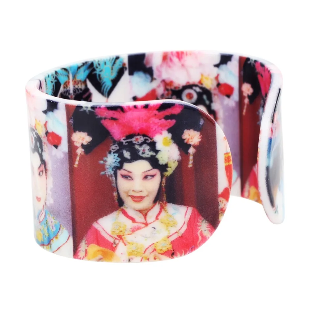 Bonsny Plastic Chinese Peking Opera Actress Bangles Bracelets Fashion Ethnic Craft Jewelry For Women Girls Ladies Souvenir Gift | Украшения