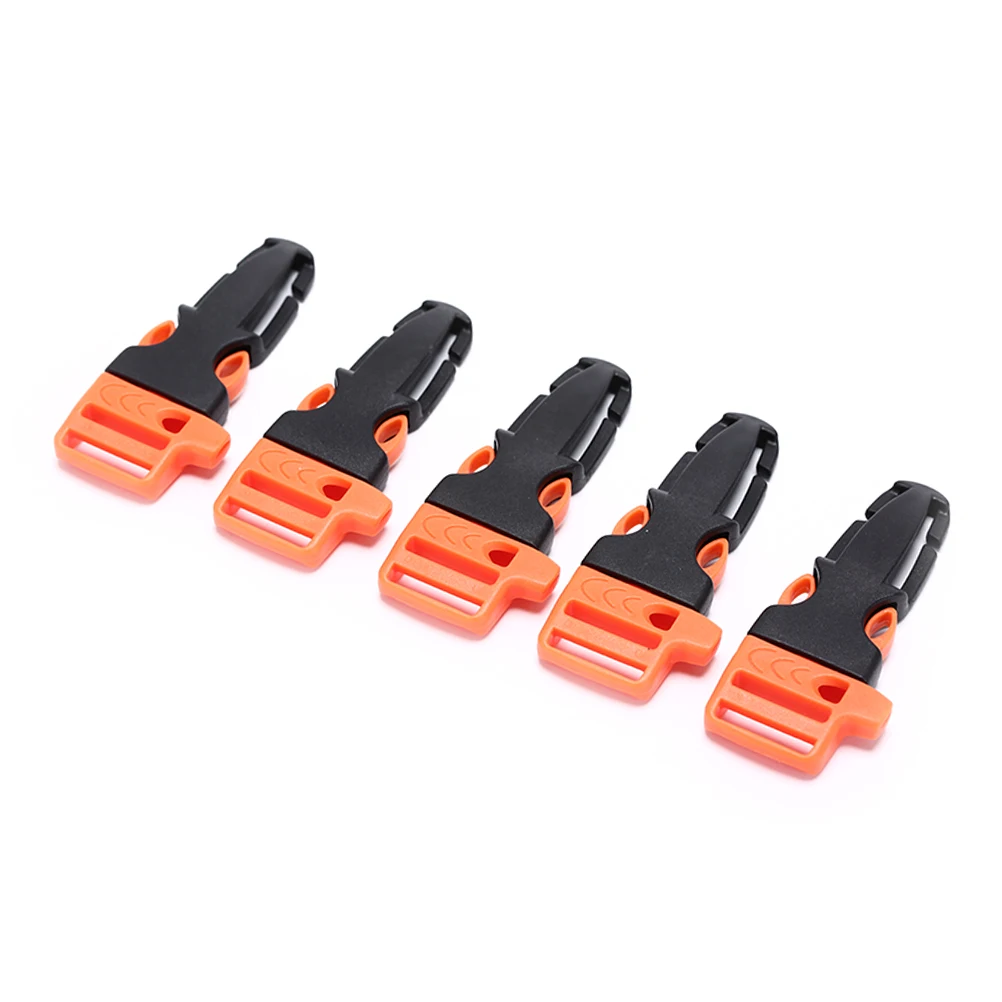 5 шт. пластиковые изогнутые боковые пряжки для веревочного браслета, рюкзака, 2 цвета, Лидер продаж, пряжка для свистка для выживания