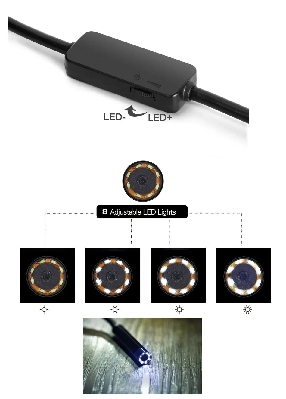 Zwn Wifi эндоскоп HD 1200P водонепроницаемый жесткий провод USB инспекционная мини-камера с 8 мм объективом и 8 светодиодный бороскоп для Android IOS PC