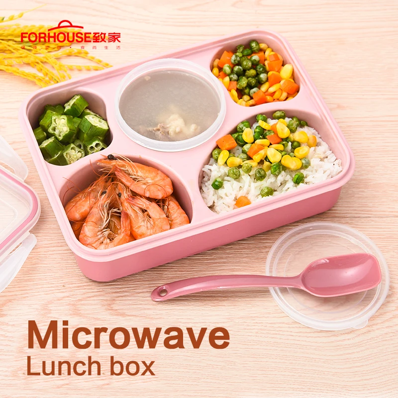 5 сетчатый Ланч-бокс из микрофибры, Bento box, герметичный портативный контейнер для еды, ящик для хранения для детей, миска для супа и ложка, большой размер