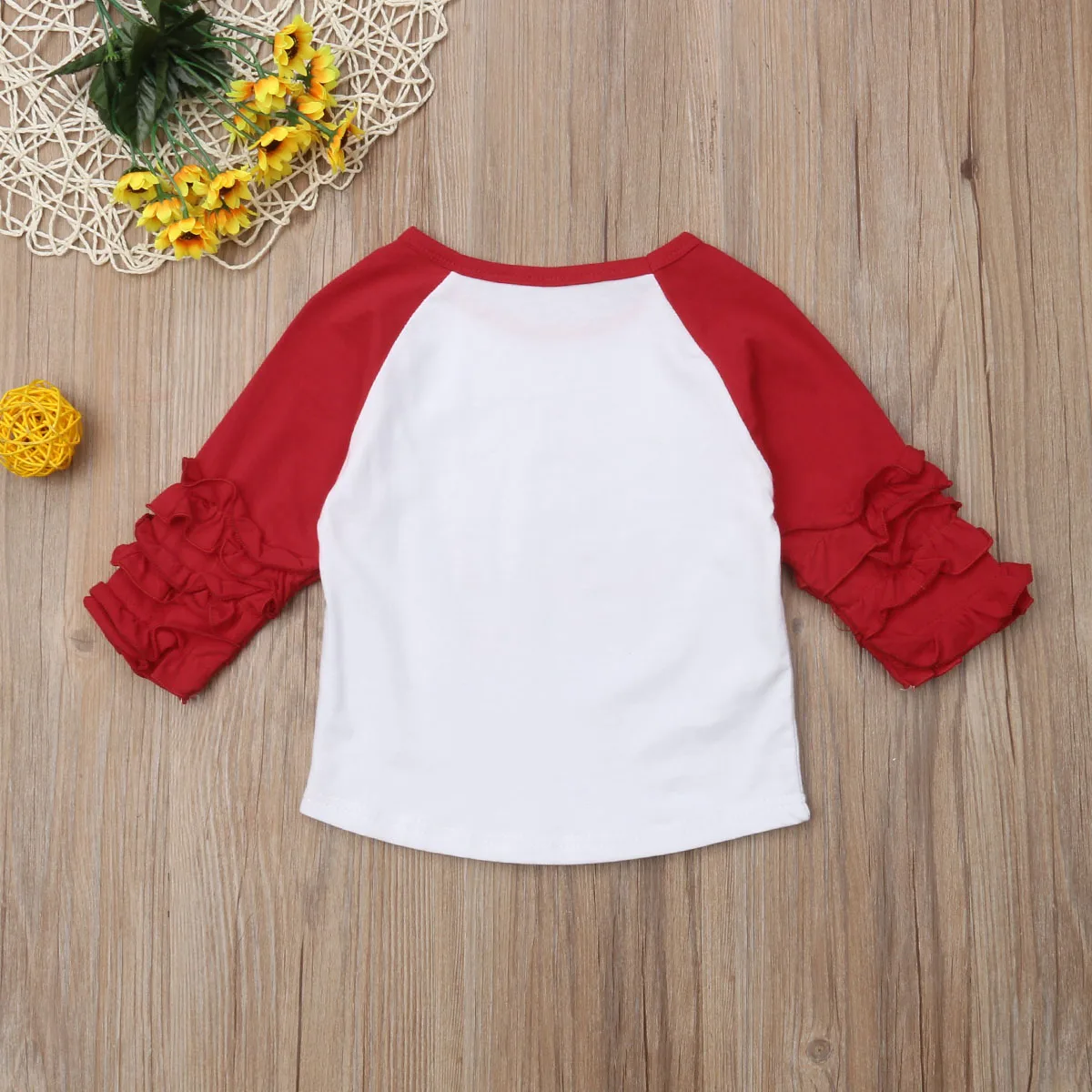 Осенняя повседневная одежда для маленьких девочек милая футболки топы пуловер с