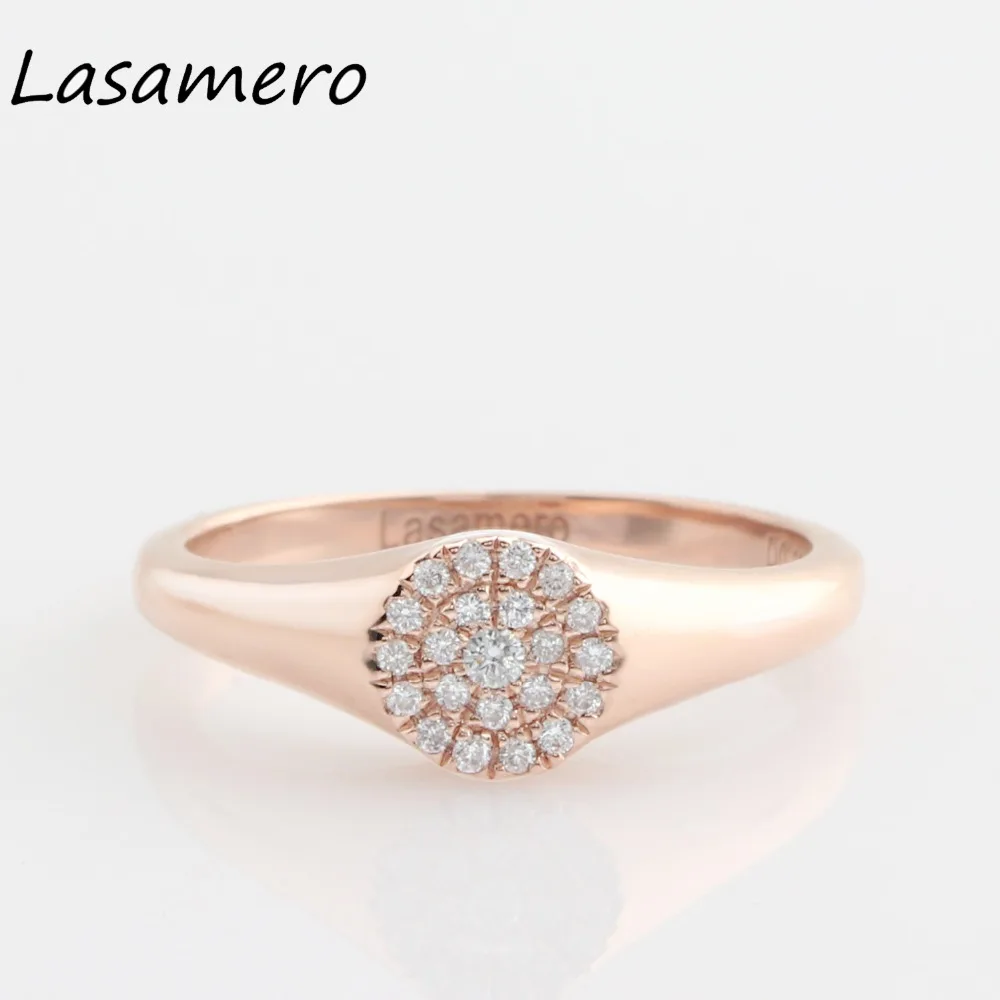 LASAMERO круглая огранка 0.11CTW форма натуральный бриллиант 14k золото Двойной Ореол Рок Панк винтажное этническое