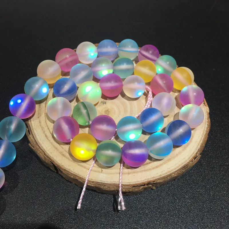 

6mm 8mm 10mm 12mm Natural Stone Colorful Matte Crystal Loose Stone Beads Flash Rainbow Moonstone Beads DIY Jewelry Making 15''