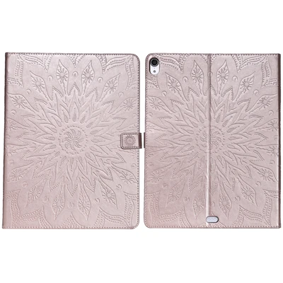 Rose Gold Чехол для планшета для iPad Pro 12,9 A1876 A003 A1895 A2014 3D рельефный чехол-подставка с подсолнухом для нового iPad Pro 12,9 Чехол+ пленка - Цвет: Rose Gold