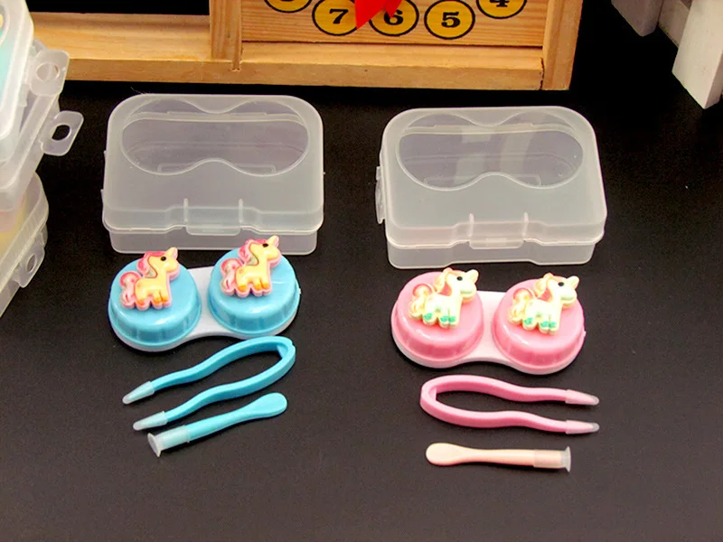 20 компл./лот Единорог Лошадь контактные линзы коробка/сопутствующая