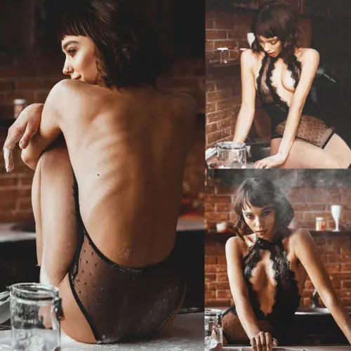 Для женщин Sexy кружева выдалбливают боди 2018 Новое лето Dot Blackless стринги нижнее