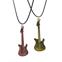 original new novelty leather chain retro guitar choker necklace women vintage gold guitar pendant necklace female jewelry gift