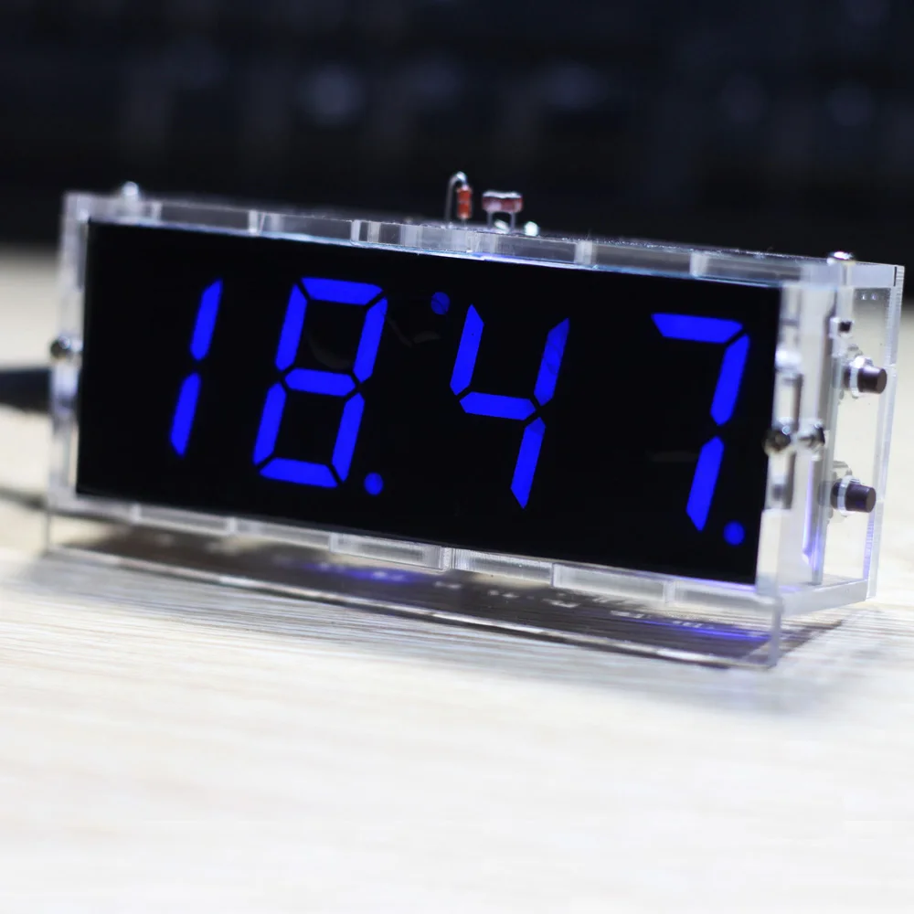 

2016 компактные 4-значные цифровые светодиодные часы «сделай сам» с контролем температуры и времени и прозрачным корпусом