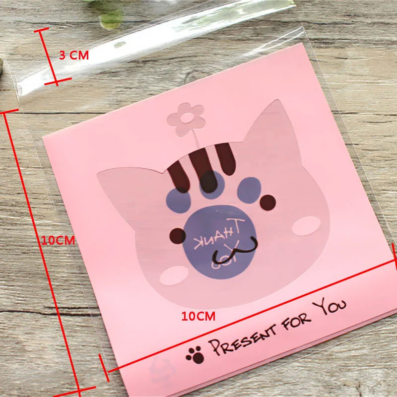100Pcs Cartoon Animal Bear Dog Cat Gift Bag Cookie For Sweets Present Packing Favors Cake Packag Candy Party Goodie Wedding Bags