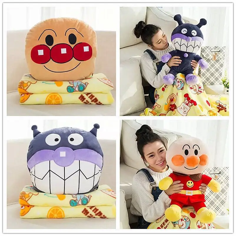 Милые Kawai Anpanman плюшевые игрушки грелка для рук с одеялом Животное Мультфильм
