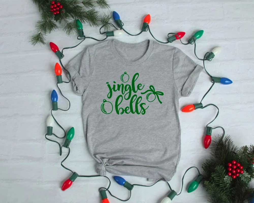 

Jingle bells unisex graphic t-shirt celebrate holiday party street style family gift aesthetic quote shirt Christmas song tees