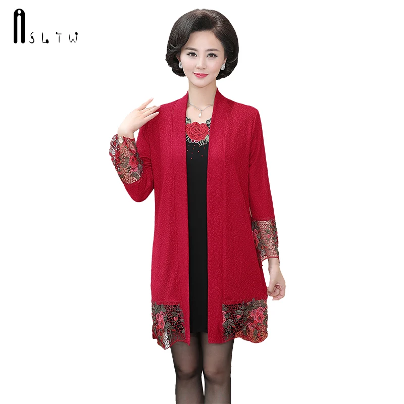ASLTW Real Two pieces Long Sweater Set Women New Fashion O Neck Hollow Sweaters Cardigan+Dress |
