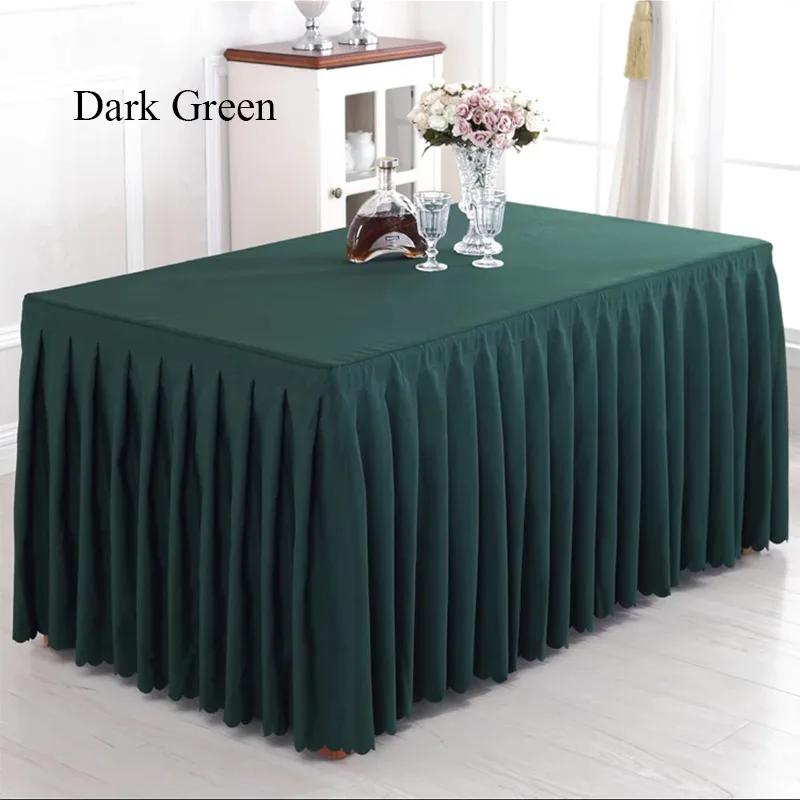 Dark Green 1 шт., роскошная скатерть из полиэстера, овальная белая плиссированная скатерть для свадебной вечеринки, вечеринки, встречи, декора, отельный настольный, юбка - Цвет: Dark Green