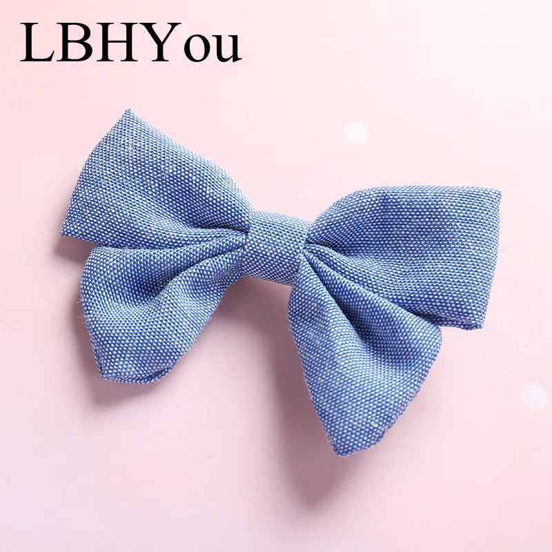 Заколки для волос с бантиком из хлопка и льна Шпилька-бант ручной работы девочек