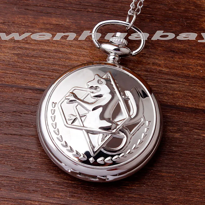 Уникальные Серебристые часы для косплея Эдварда Wlric аниме Fullmetal Alchemist карманные