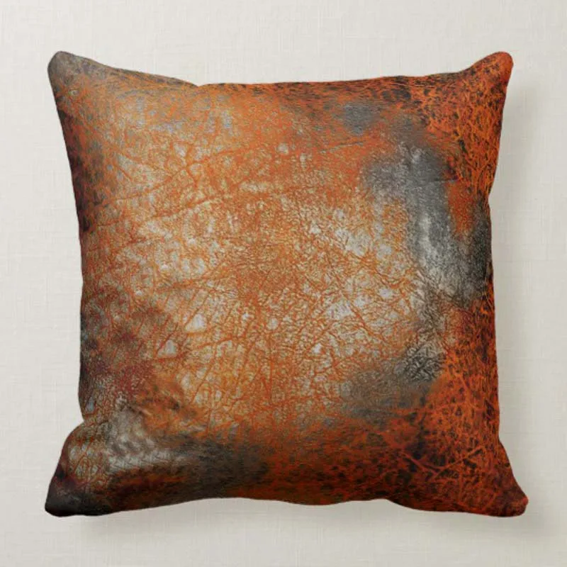 

Personalized Distressed Vintage Leather Look, Black,Orange Throw Pillow Zipper Home Sofa Decorative Throw Pillow Cover Cushion C