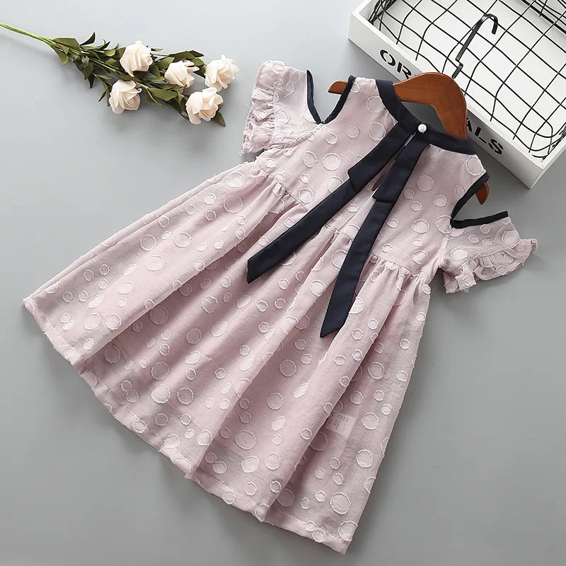 4-10 years High quality girl dress 2019 new summer fashion Dot solid ruched kid children clothing party princess | Детская одежда и
