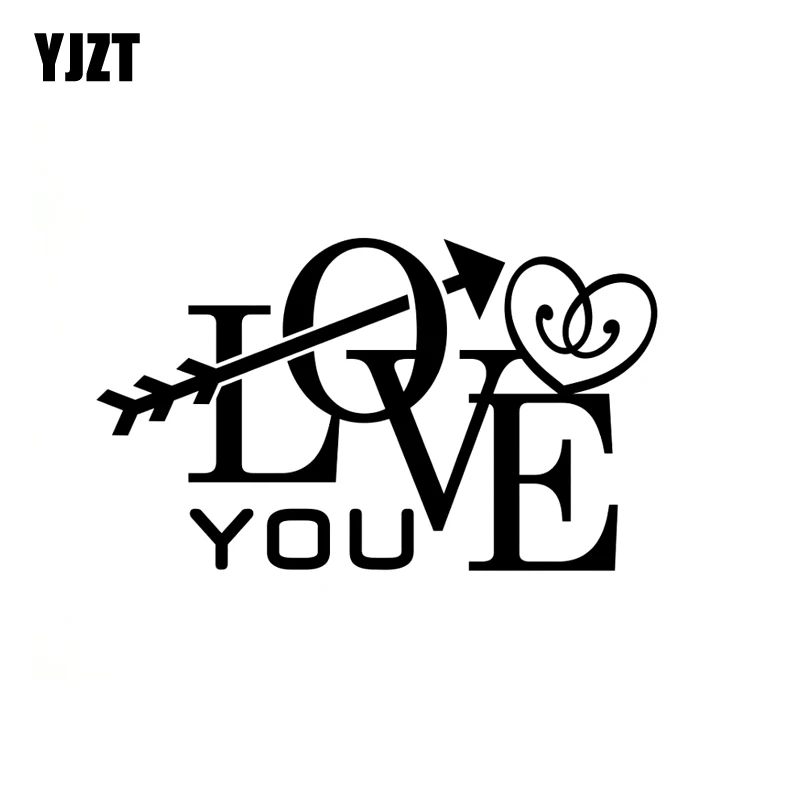 YJZT 15 см * 9 Виниловая наклейка автомобильная Love You Arrow And Heart черная/Серебристая