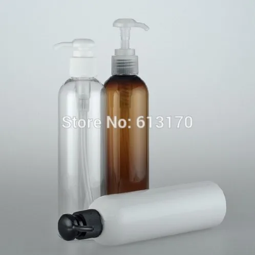 Пустой флакон с помпой для лосьона 250 мл прозрачный белый янтарный шампуня и геля