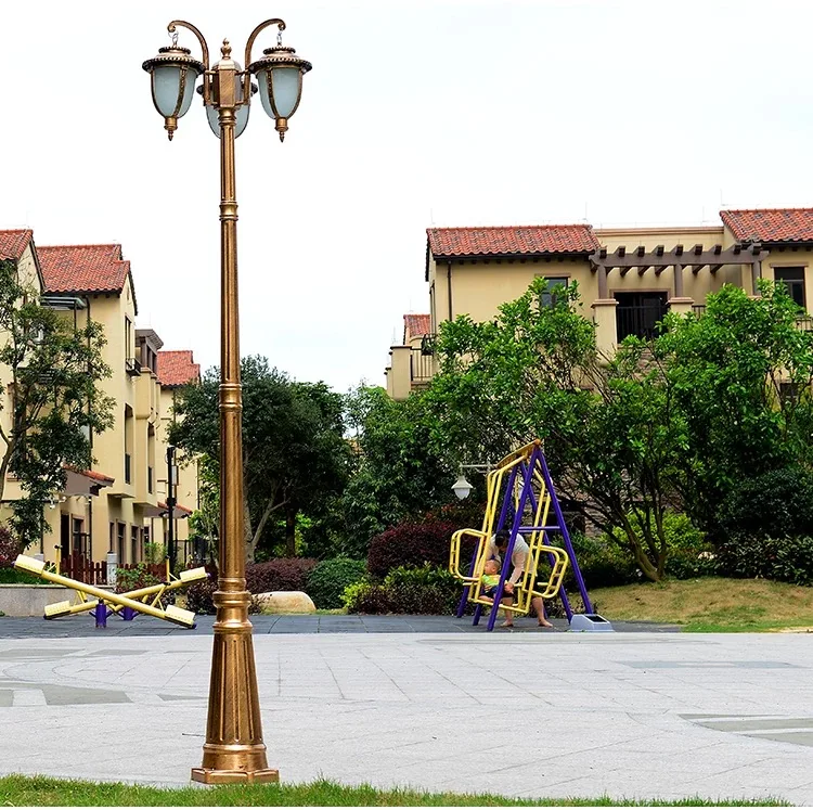 Садовый светильник 3 метра садовый с двойной головкой для улицы Цветочная вилла