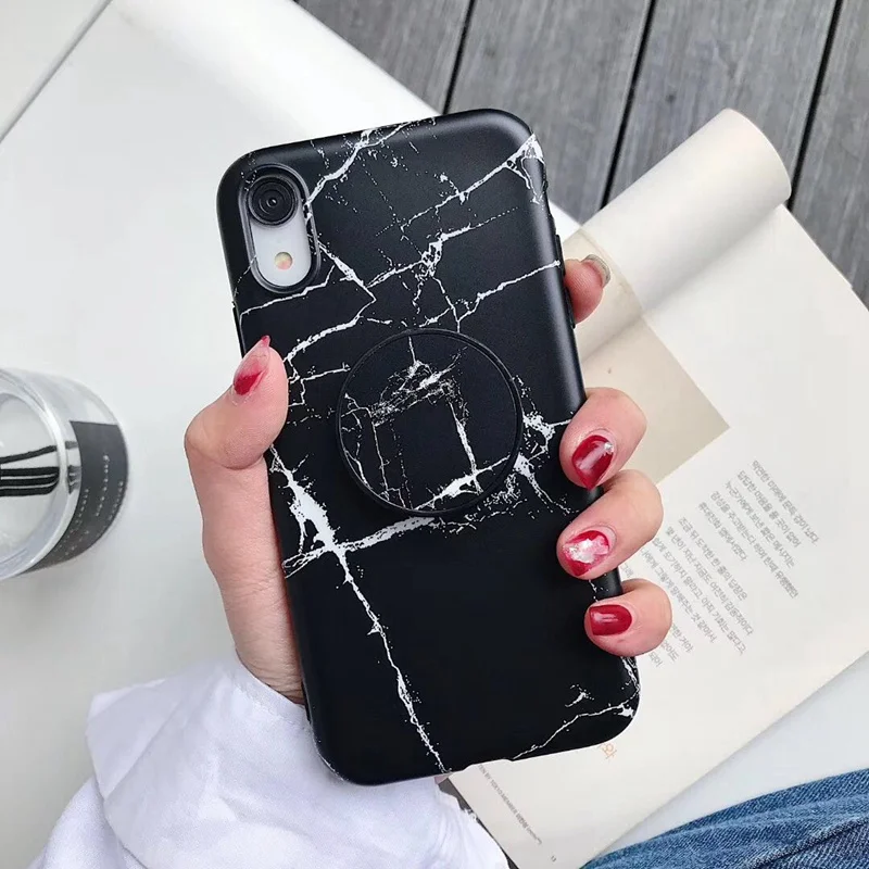 Marble Folding Bracket Case for Iphone X S XR MAX Cases IPhone 7 8 6 6s Plus 8plus 7plus Phone Back Cover Coque Capa |