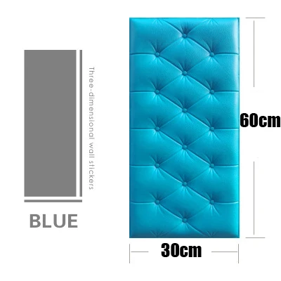 blue color 16 шт 60x30 см толщина 1,8 см 3D ПЭ пена кирпичная Наклейка на стену, самоклеющиеся декоративные обои наклейки на стену для детской комнаты - Цвет: blue color