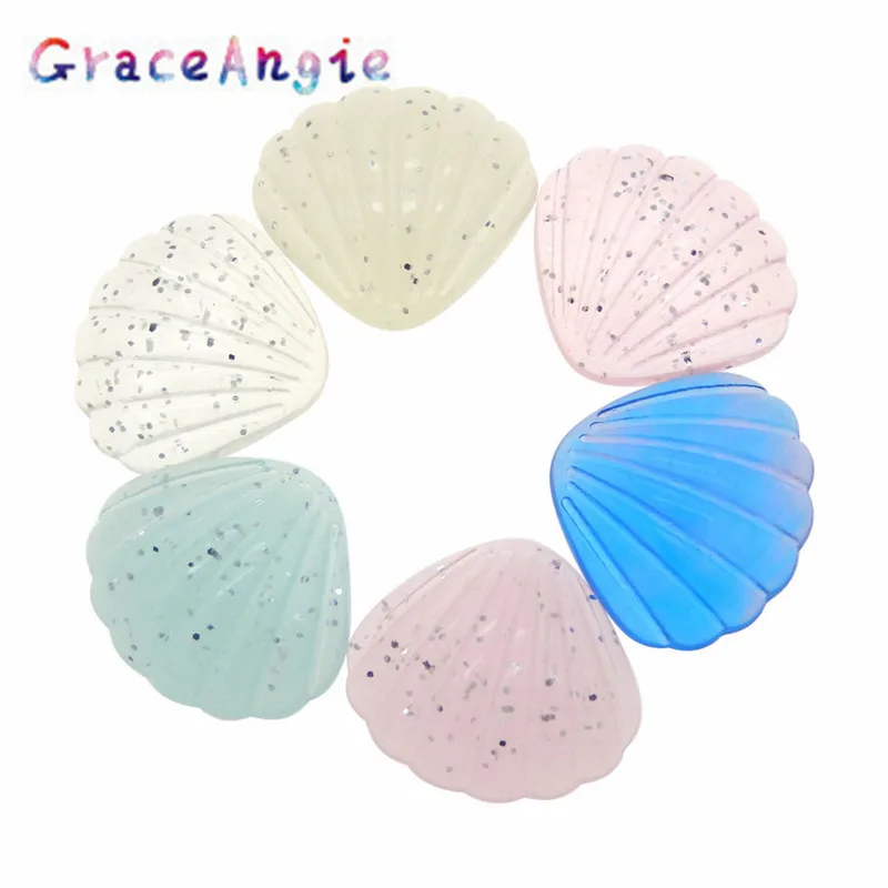 

GraceAngie 12pcs/pack Mini Flashing Flat Shell Style Marine Wind Mediterranean Series Decorative Accessories For Lady Craft