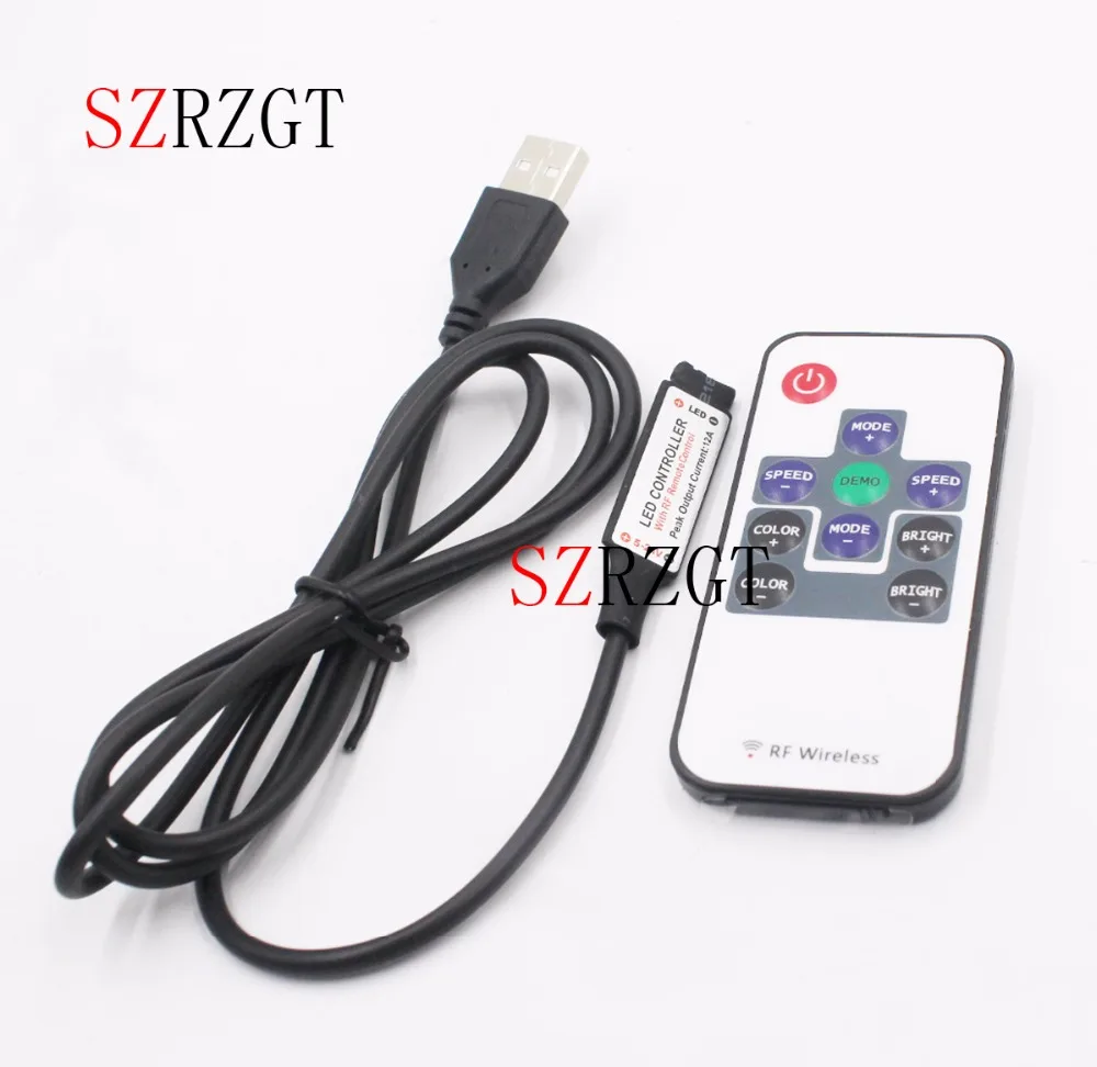 Миниатюрный Беспроводной светодиодный контроллер USB 5 В Радиочастотный пульт