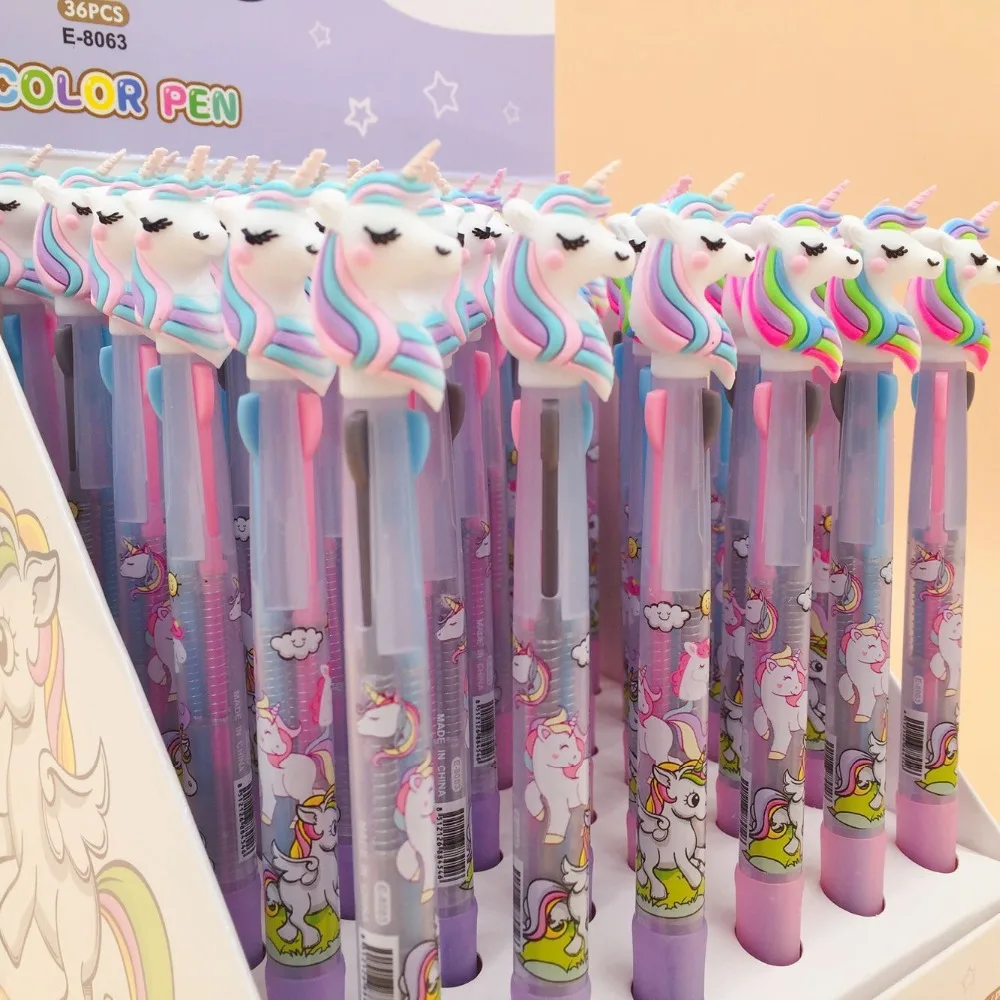 

36 pcs/lot Unicorn 3/6/10 Colors Ballpoint Pen Kawaii Cartoon Ball Pen For Kids Gift Cute Material Escolar school supplies