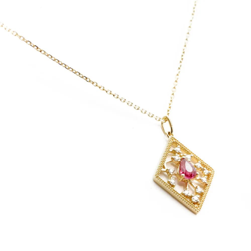 LASAMERO Pear Cut 0 46ct натуральные рубиновые ожерелья 18 К розовое золото современный