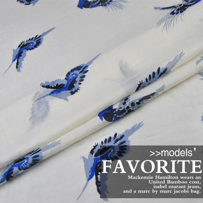 

LEO&LIN Bluebird white silk dress fabric elastic yarn Baotou Spring (1 meter)
