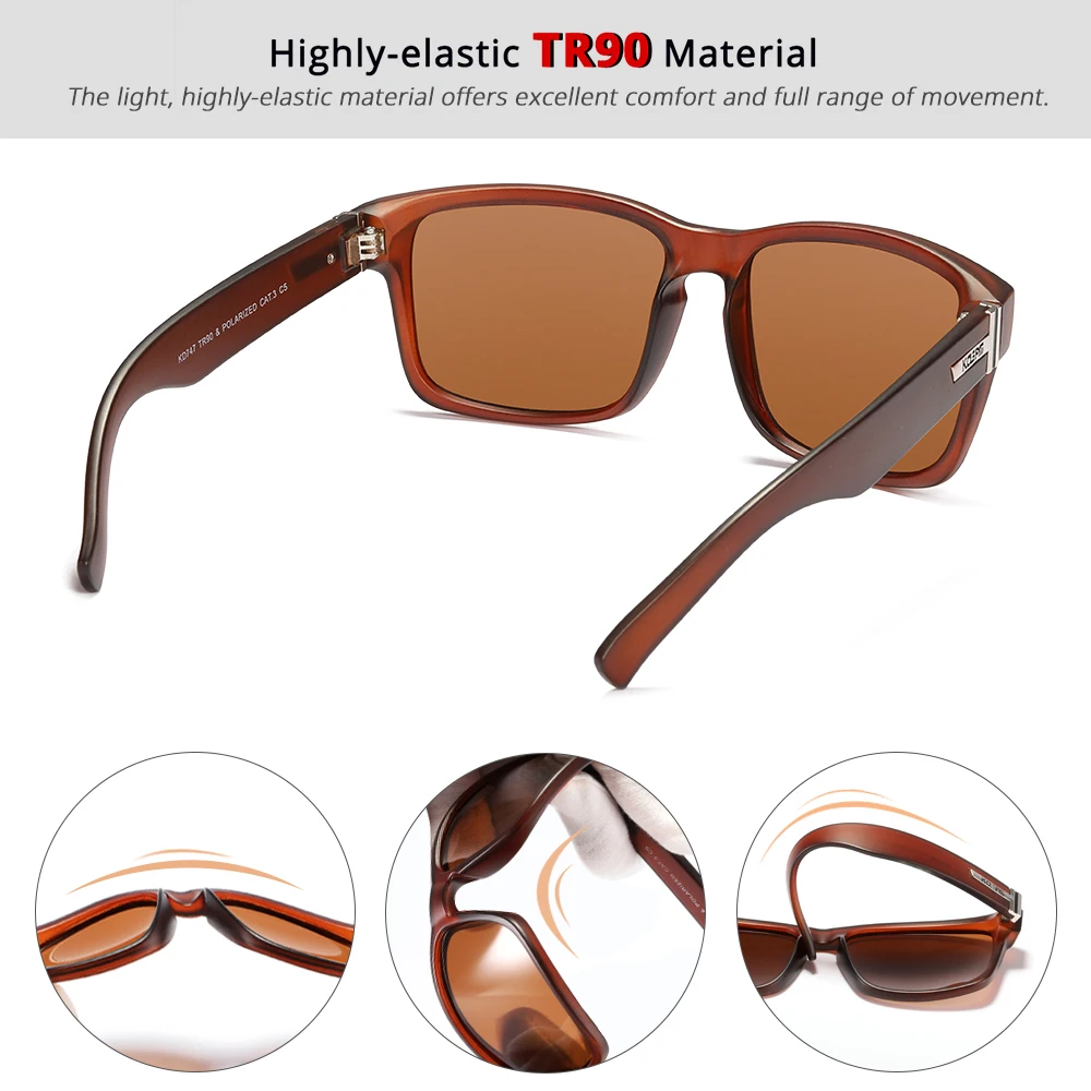 KDEAM Classic Polarized Sunglasses Men UV Protection TR90 Unbreakable Frame Square Oversized Outdoor Eyewear Women KD747-C5