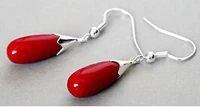 bridal jewelry free shipping hot sellsterling silver red coral gem stone dangle earring dangle earrings