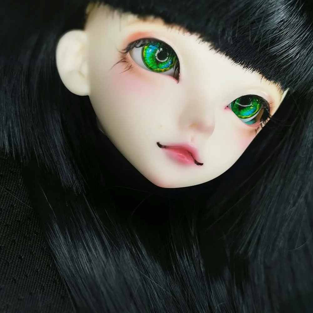 Круглая акриловая кукла Bjd с зелеными блестящими глазами 1/4 для 1/3 девочек и