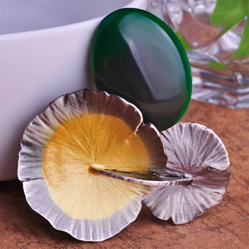 Funmor зеленый полимерный форма листа лотоса Подвеска для броши сплав металла