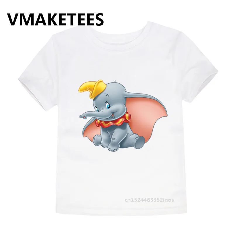 Детская футболка с принтом из мультфильма «Dumbo» Одежда с забавным изображением слона Детская летняя футболка с короткими рукавами HKP2445A - Цвет: Modal White
