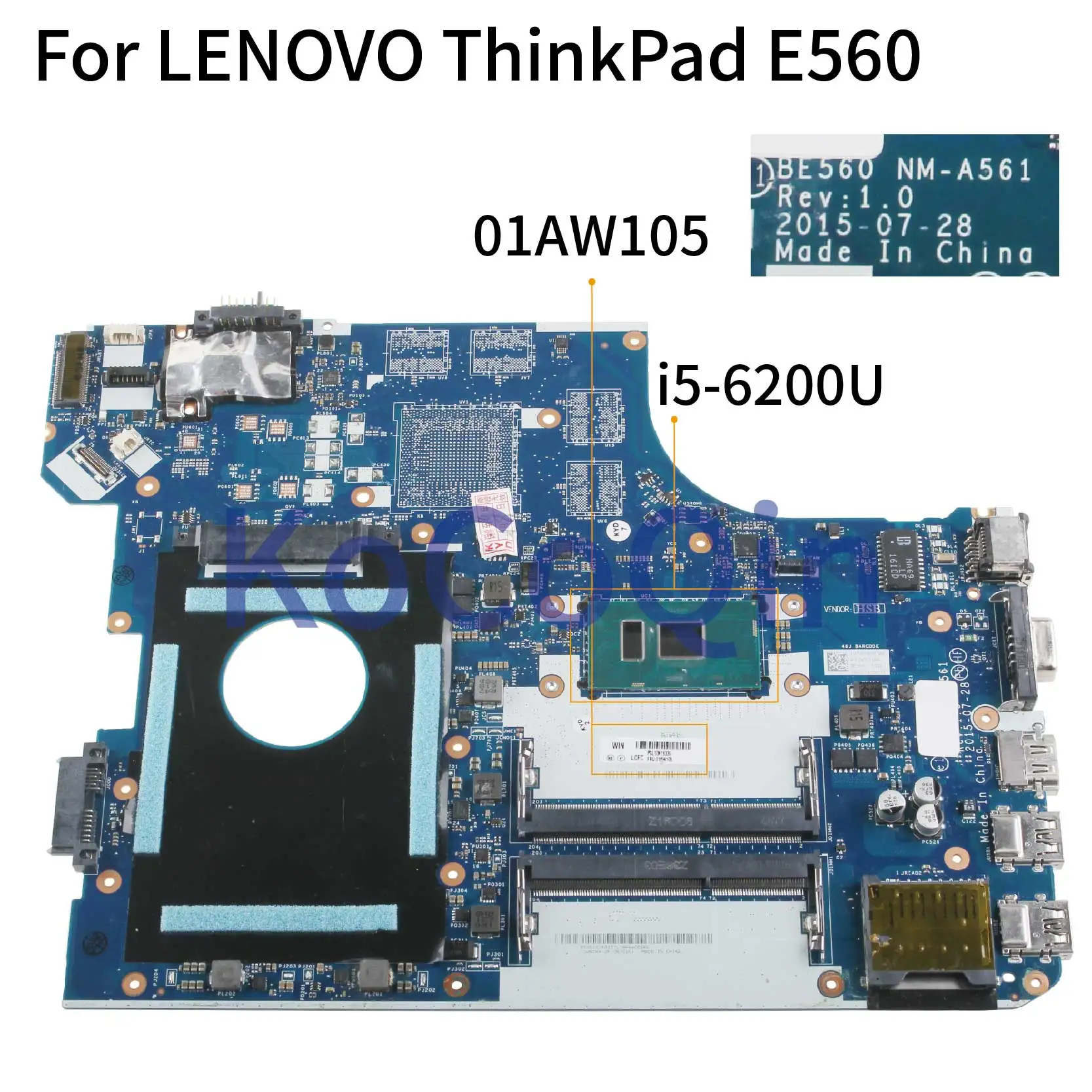 KoCoQin материнская плата для ноутбука LENOVO ThinkPad E560 01HY628 01AW105 BE560 NM-A561 SR2EY | Компьютеры и