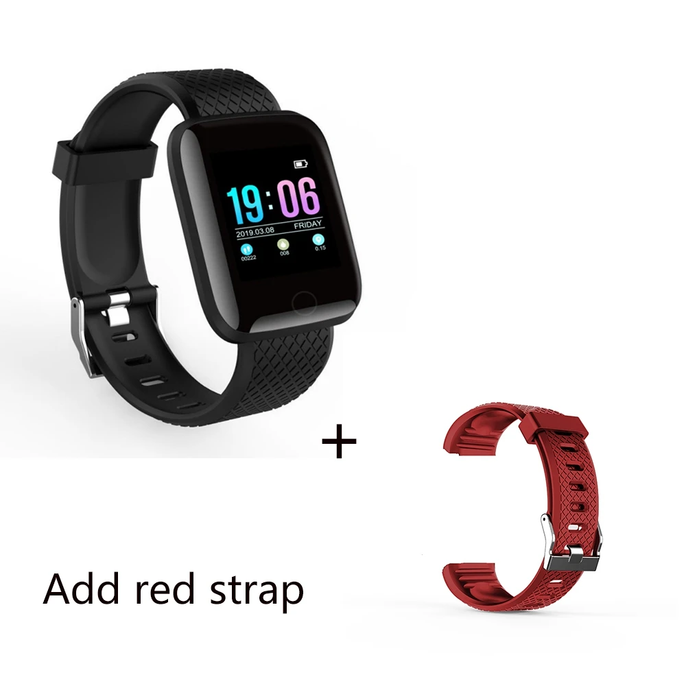 with red strap Torntisc D13, 1,3 дюймов, Смарт-часы для мужчин и женщин, шагомер, монитор артериального давления, Смарт-часы для фитнеса, Tacker для телефона на базе Android IOS - Цвет: with red strap