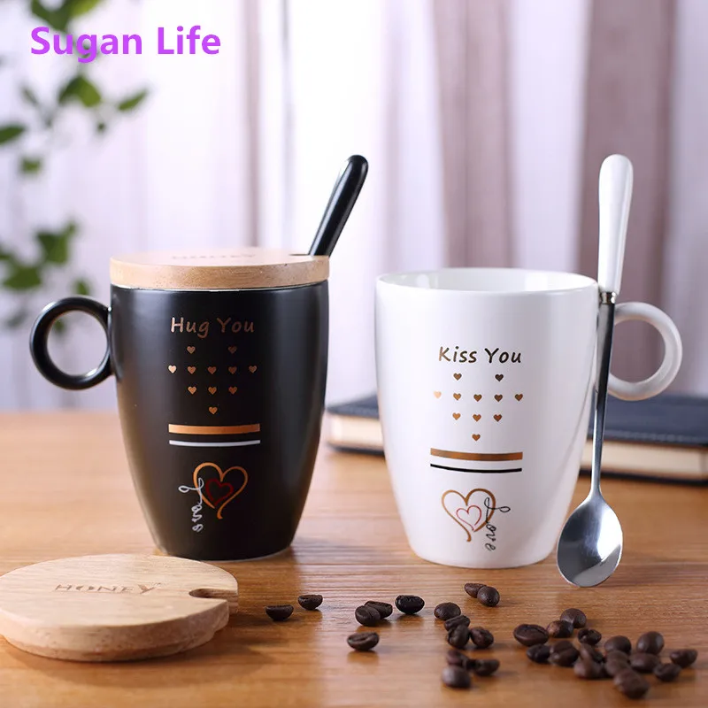Sugan Life 2 шт. в скандинавском стиле емкость 400 мл креативный черно-белый с крышкой и