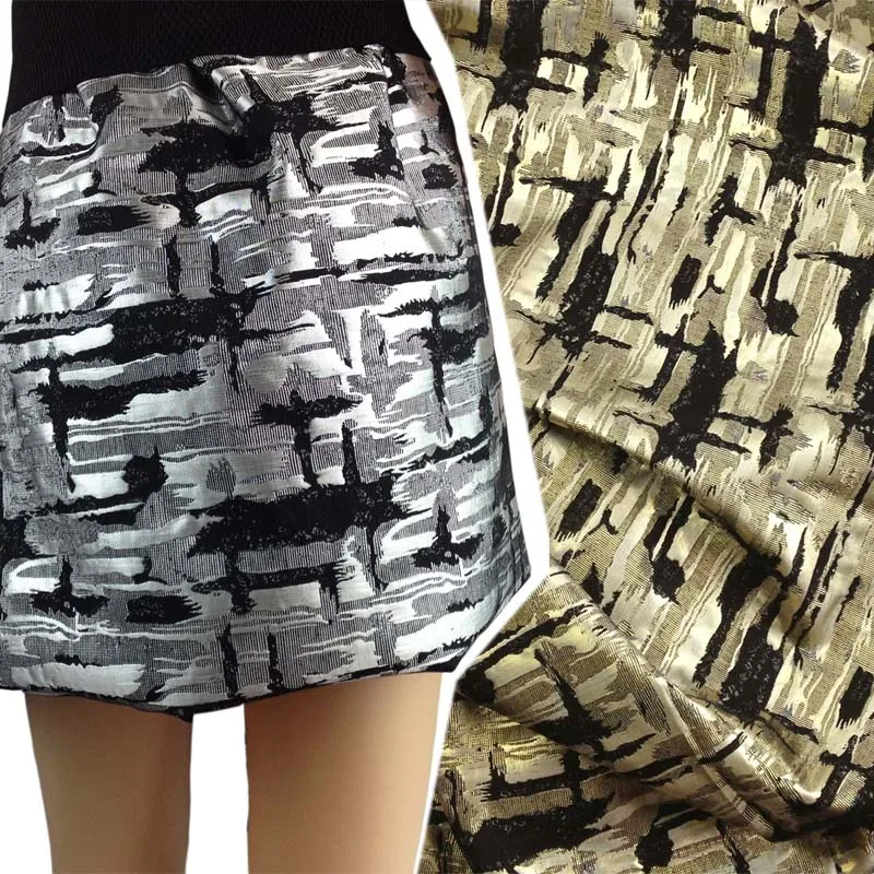 Африканская Серебряная Золотая металлическая жаккардовая парчовая ткань для