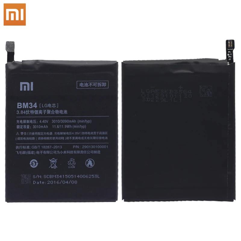 Аккумулятор Xiao mi BM34 для Xiaomi mi Note Pro, 4 Гб ОЗУ, 3010 мА/ч, запасная батарея большой емкости, бесплатные инструменты, розничная посылка