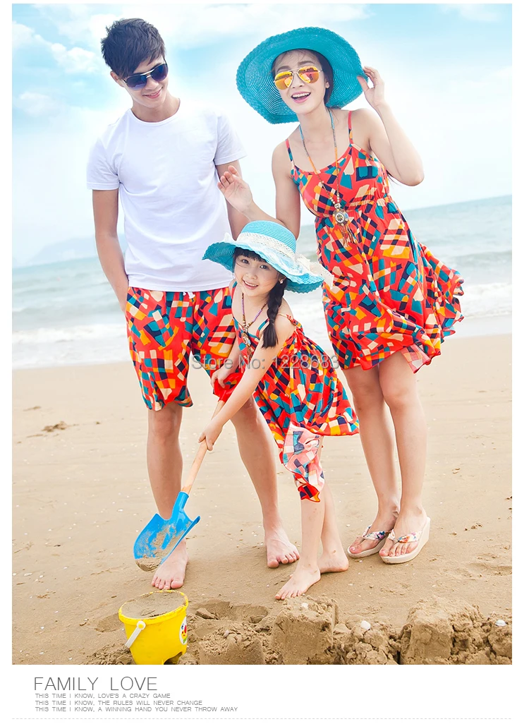 Новая летняя Клетчатая одежда в богемном стиле для мамы и дочки костюмы папы сына