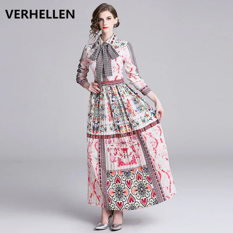 Женское Плиссированное Платье Макси VERHELLEN Элегантное Длинное платье с длинным