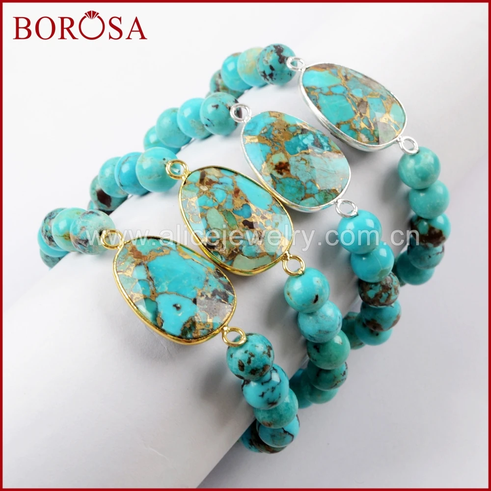 BOROSA 1/2/3 шт Золото/Серебро Цвет Медь натуральная бирюза граненый с 8 мм натуральной