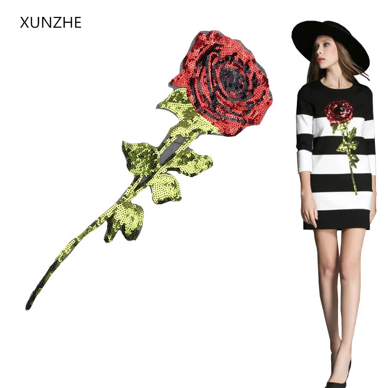 Большие розы XUNZHE 48*15 см блестки/шитые на пластыре украшенные юбочкой и пальто