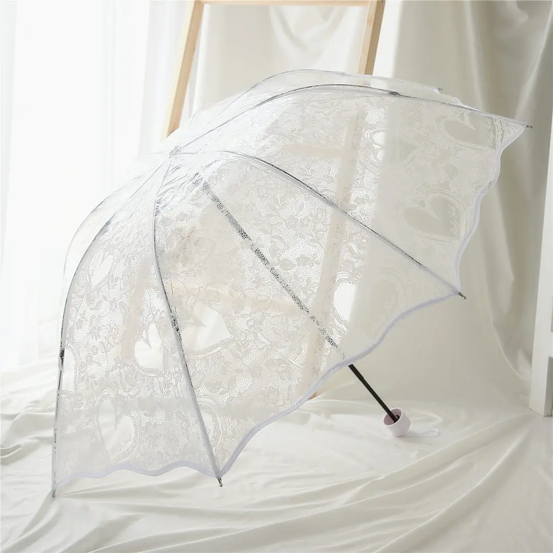 Летняя кружевная юбка с краями белый прозрачный зонт принтом Love тремя переломами